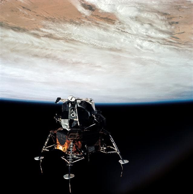 NASA image: Apollo 9 Lunar Module in lunar landing configuration