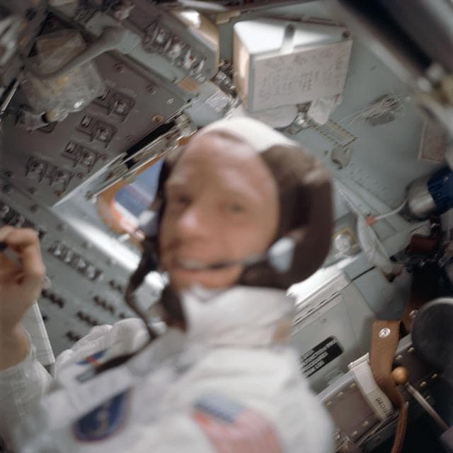 NASA image: Astronaut Russell Schweickart photographed inside Lunar Module Apollo 9