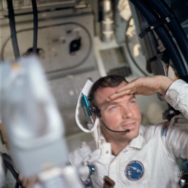 NASA image: Apollo 9 Mission image - Scott in CM cabin 