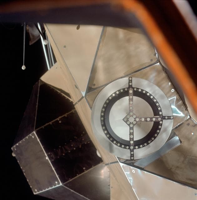 View of docking target on Apollo 11 Lunar Module from Command Module