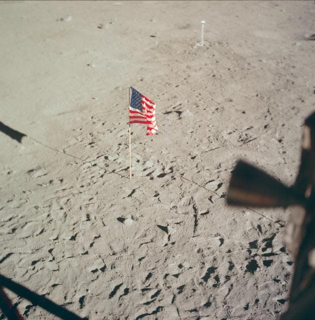 NASA image: Flag of the U.S. deployed on surface of the Moon