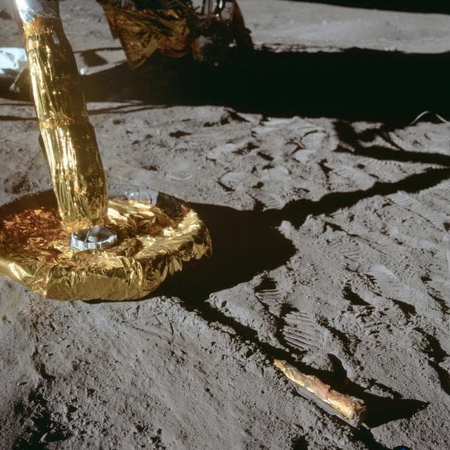 NASA image: View of footpad of Apollo 11 Lunar Module as it rested on lunar surface