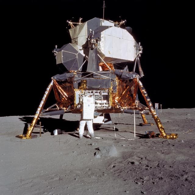 NASA image: View Apollo 11 Lunar Module as it rested on lunar surface