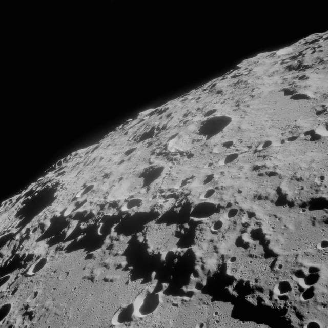 NASA image: Oblique view of lunar farside in area of IAU crater no. 312