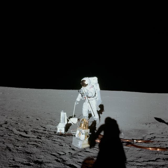 NASA image: Astronaut Alan Bean deploys ALSEP during first Apollo 12 EVA on moon