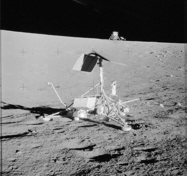 NASA image: Apollo 12 Mission image - View of the Surveyor III craft,which landed April 19,1967 