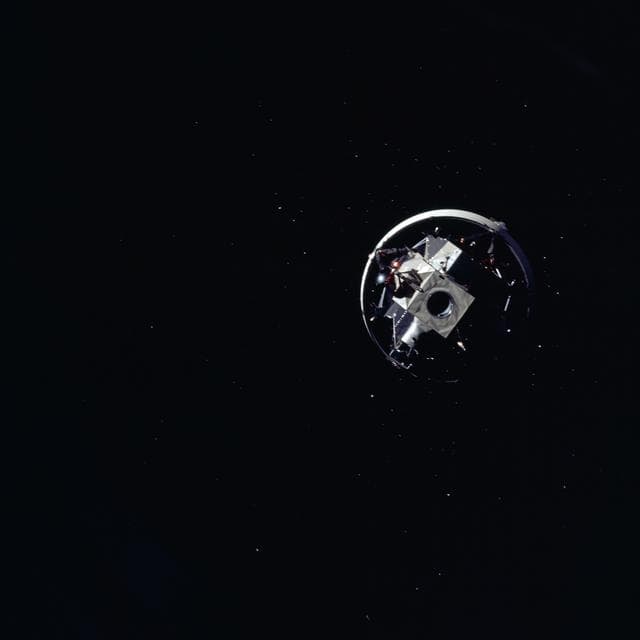 NASA image: Apollo 12 Lunar Module pictured as seen from Apollo 12 command/service module