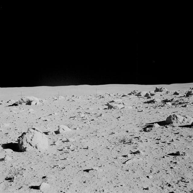 View of field of boulders on flank of Cone Crater