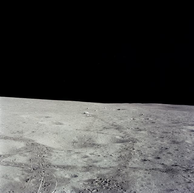 NASA image: View of javelin and golf ball on lunar surface during Apollo 14 EVA