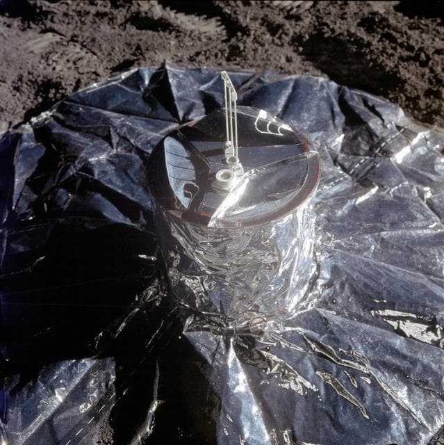 NASA image: View of the Passive Seismic Experiment deployed on Moon by Apollo 14
