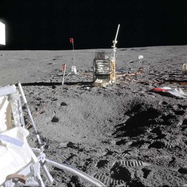 NASA image: Components of the ALSEP deployed during Apollo 14 first EVA
