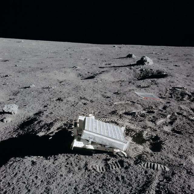NASA image: View of the Laser Ranging Retro Reflector deployed by Apollo 14 astronauts