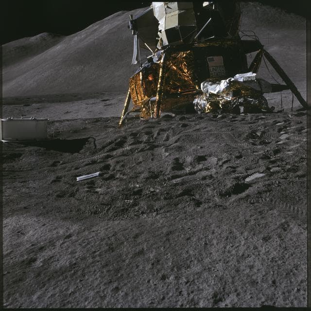 Apollo 15 Mission image - Lunar Module (LM) and Lunar Roving Vehicle (LRV)