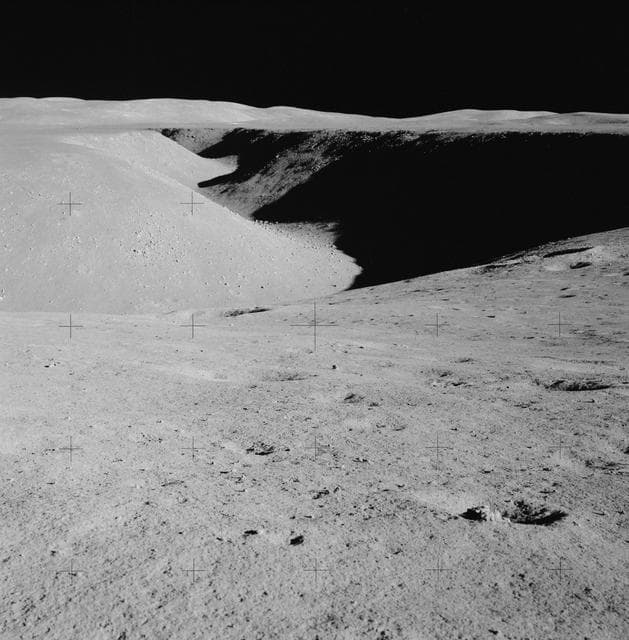 NASA image: Apollo 15 Mission image - Panoramic view north of Station 1, northwest of Hadley Rille