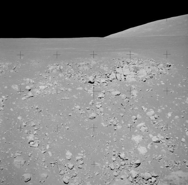 NASA image: Telephoto view across Hadley Rille photographed during Apollo 15 EVA