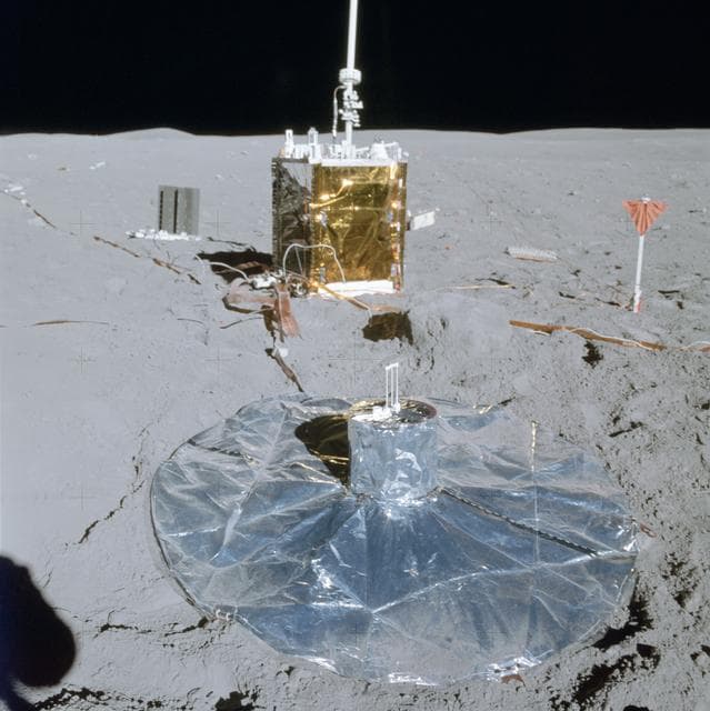 NASA image: Partial view of the deployed Apollo Lunar Surface Experiments Package