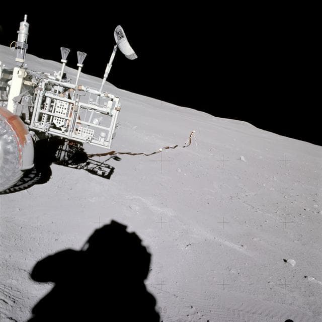 NASA image: View of the Lunar Portable Magnetometer on the LRV photographed during EVA