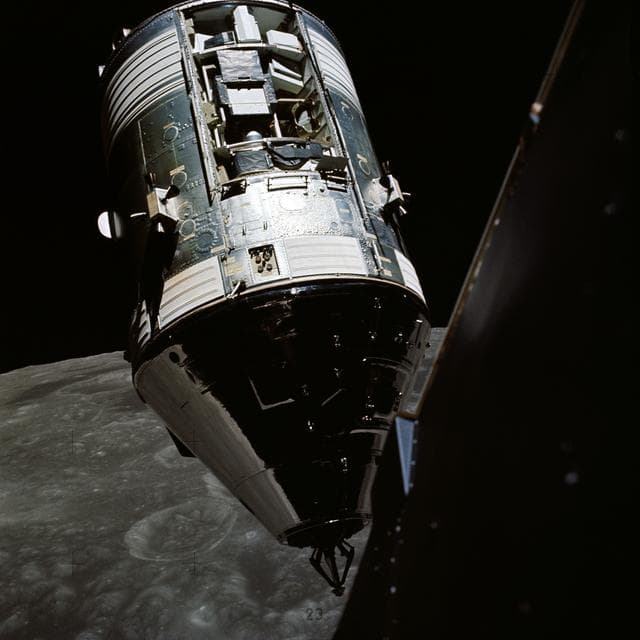 NASA image: Apollo 17 Command/Service modules photographed from lunar module in orbit