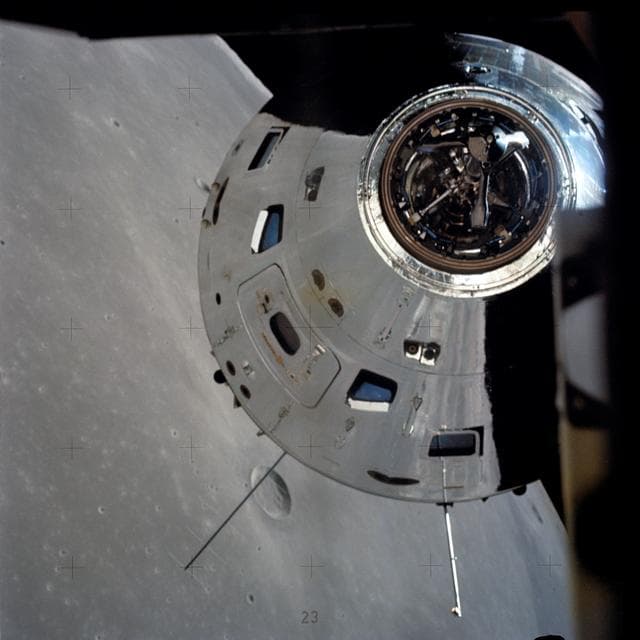 NASA image: Apollo 17 Command/Service modules photographed from lunar module in orbit