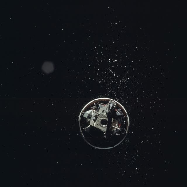 NASA image: View Lunar Module from the Apollo 17 spacecraft during transposition/docking