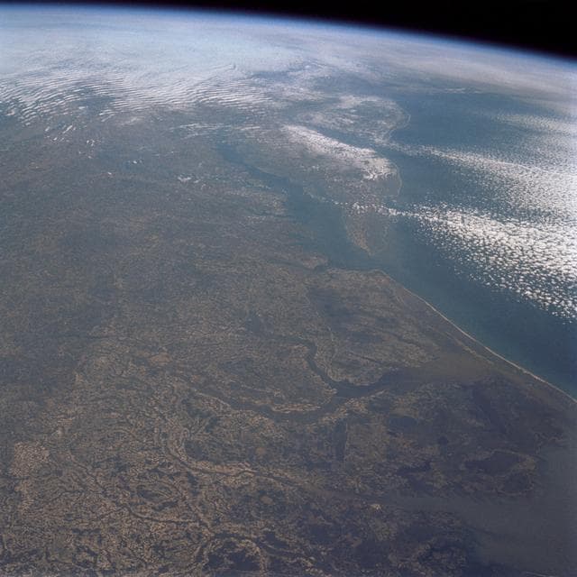 NASA image: North Carolina, Virginia, New Jersey, and New York area as seen from Apollo 9