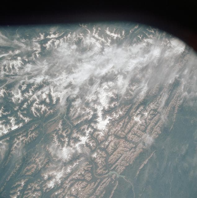 NASA image: View of Rocky Mountains area of British Columbia and Alberta, Canada