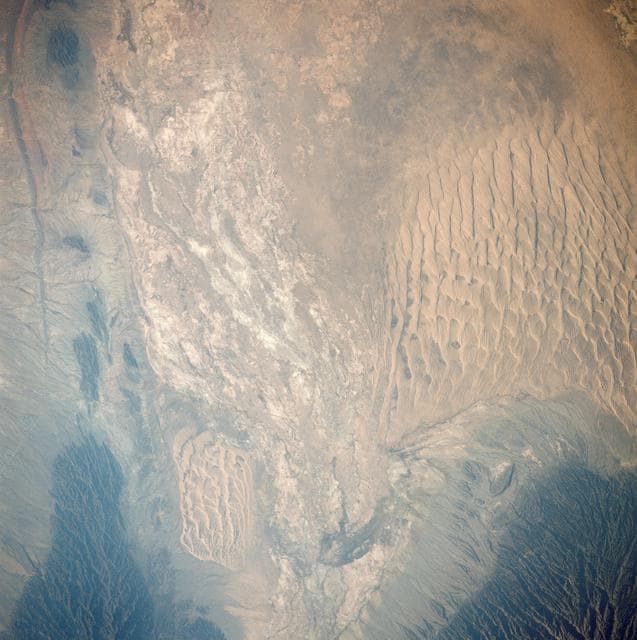NASA image: View of sand dunes in the San Juan Province of Western Argentina