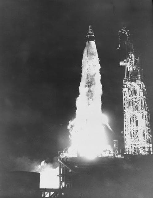 NASA image: Big Joe launch vehicle after launching at Cape Canaveral