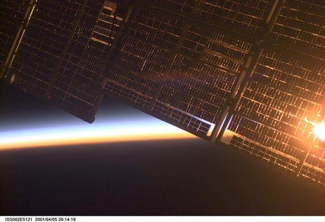 NASA image: Solar array at sunrise