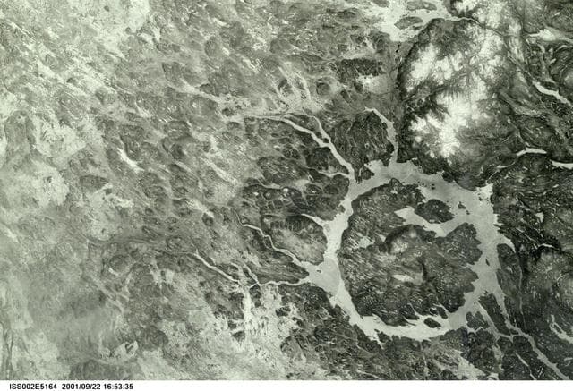 NASA image: Manicouagan impact crater taken by Expedition Two crew