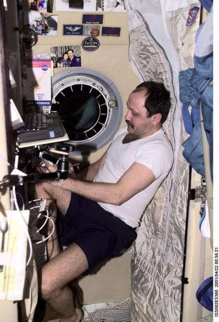 NASA image: Usachev in sleep station in Service Module