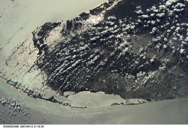 NASA image: Sunglint in Florida Bay taken by the Expedition Two crew