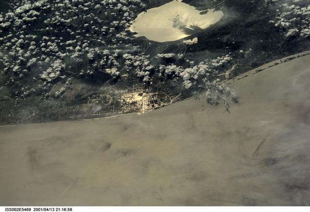 NASA image: Sunglint on West Palm Beach taken by the Expedition Two crew