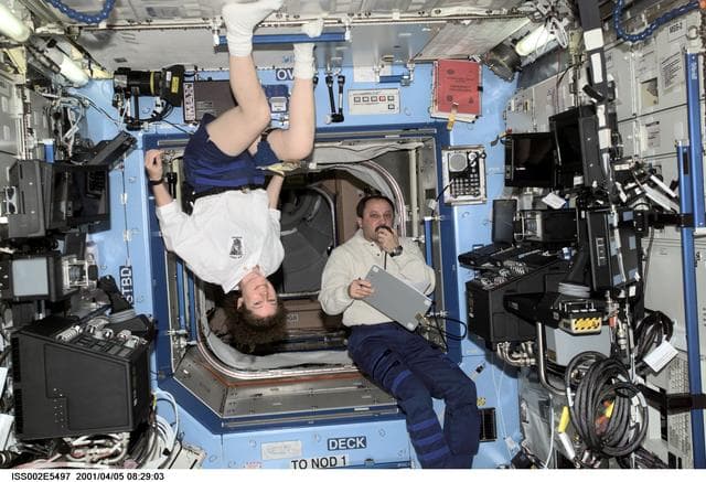 NASA image: Helms and Usachev in Destiny Laboratory module