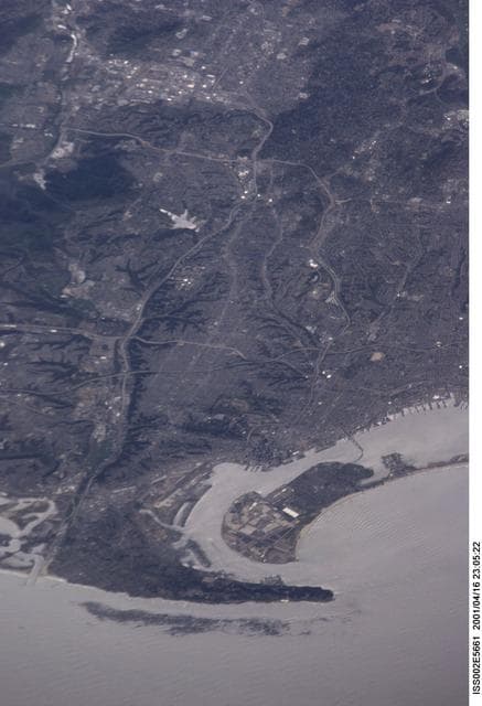 NASA image: San Diego, California (with sunglint) as seen by Expedition Two crew