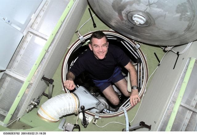 NASA image: Voss in hatch at aft end of Service module