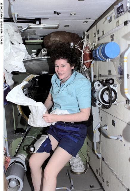 NASA image: Helms with towel in Service Module