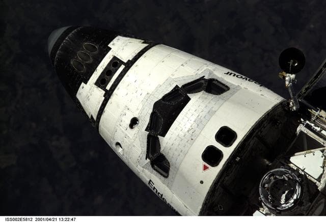 Forward Crew compartment of the STS-100 Endeavour prior to docking