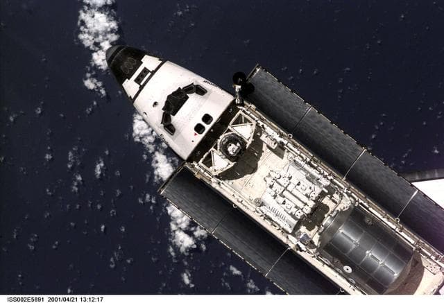 NASA image: View of STS-100 orbiter Endeavour approaching for docking