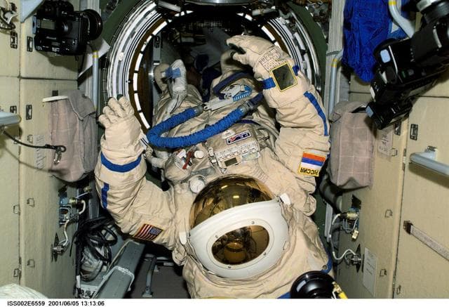 NASA image: Empty Orlan suit in the FGB/Zarya module