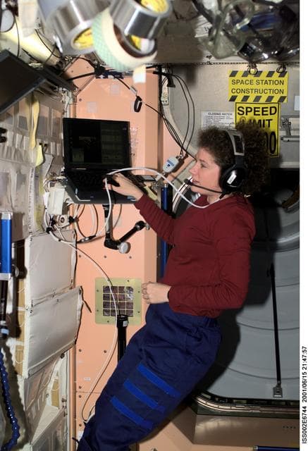 NASA image: Helms talks to ground control from Node 1/Unity module