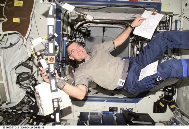 NASA image: Voss in Destiny laboratory with connector