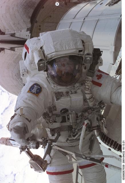 NASA image: View of STS-100 MS Hadfield during EVA 1