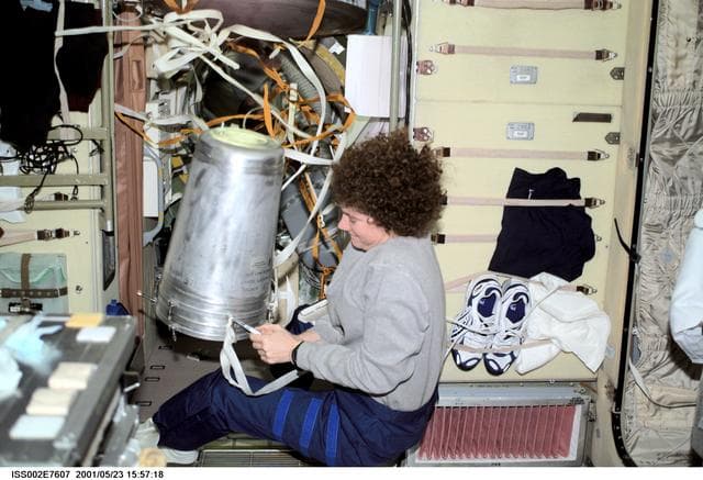 NASA image: Inter-Module Ventilation (IMV) valve and supply and return hoses
