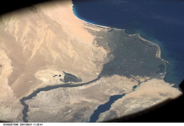 NASA image: Nile Delta and the Suez Canal in Egypt taken by Expedition Two crew