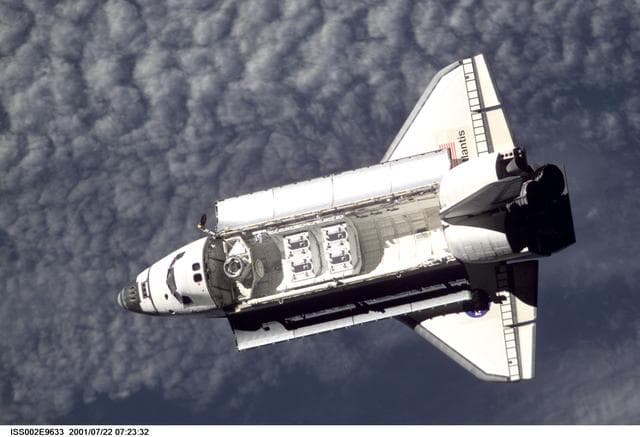 NASA image: STS-104 orbiter Atlantis after undocking with the ISS