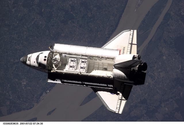 NASA image: STS-104 orbiter Atlantis after undocking with the ISS