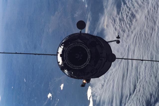 NASA image: View of the docking approach of the Pirs Docking Compartment taken during Expedition Three