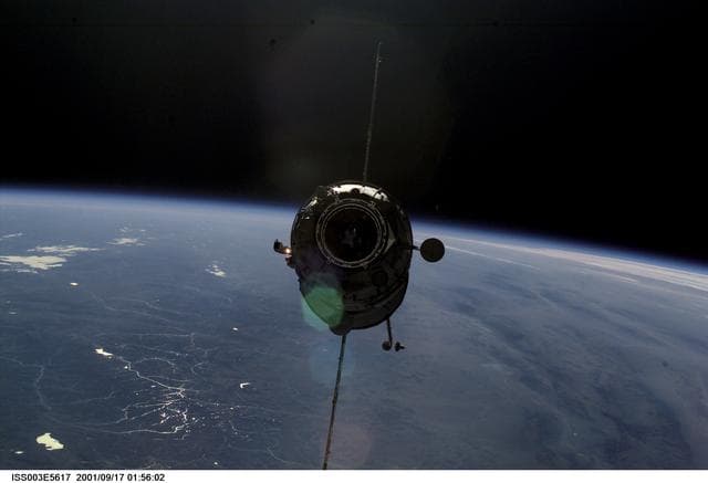 NASA image: View of the Pirs Docking Compartment approaching the ISS during Expedition Three