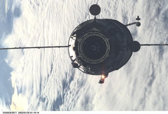 NASA image: View of the Pirs Docking Compartment approaching the ISS during Expedition Three